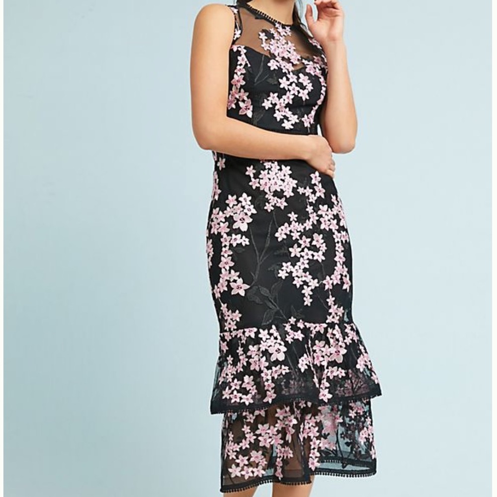 Shoshanna Midnight Embroidered Dominick Dress